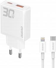 Dudao - Dudao Snabbladdare 30W USB-A/USB-C med USB-C/Lightning Kabel