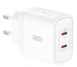 XO - XO Väggladdare 2x USB-C 50W PD - Vit