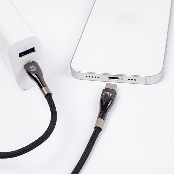 Forever - Forever USB-C Till USB-C Kabel 60W 2m Sleek - Svart