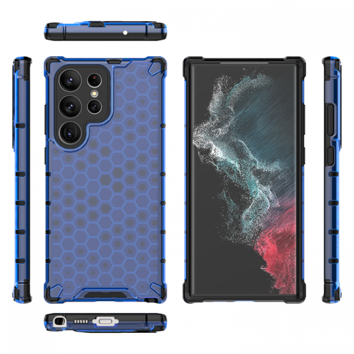 A-One Brand - Galaxy S23 Ultra Skal Honeycomb Armored Hybrid - Bl