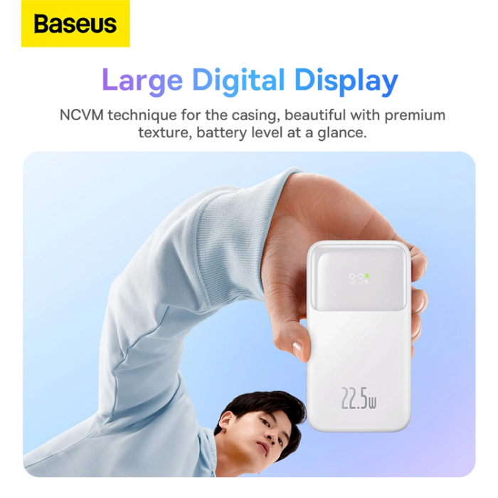 BASEUS - Baseus Powerbank med display 20000mAh 22.5W Comet Series - Vit