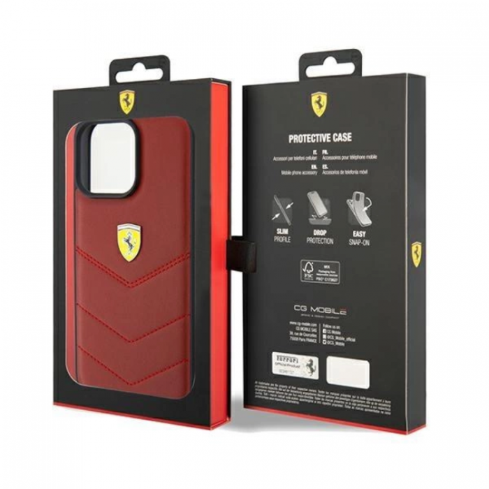 Ferrari - Ferrari iPhone 15 Pro Max Mobilskal Lder Stitched Lines