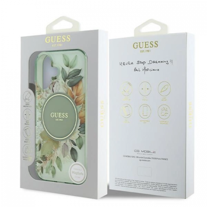 Guess - Guess iPhone 16 Mobilskal MagSafe IML Flower & Tonal Circle