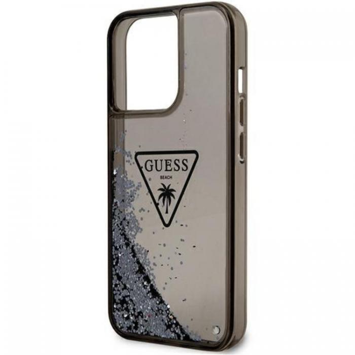 Guess - GUESS iPhone 14 Pro Max Skal Liquid Glitter Palm Collection - Svart