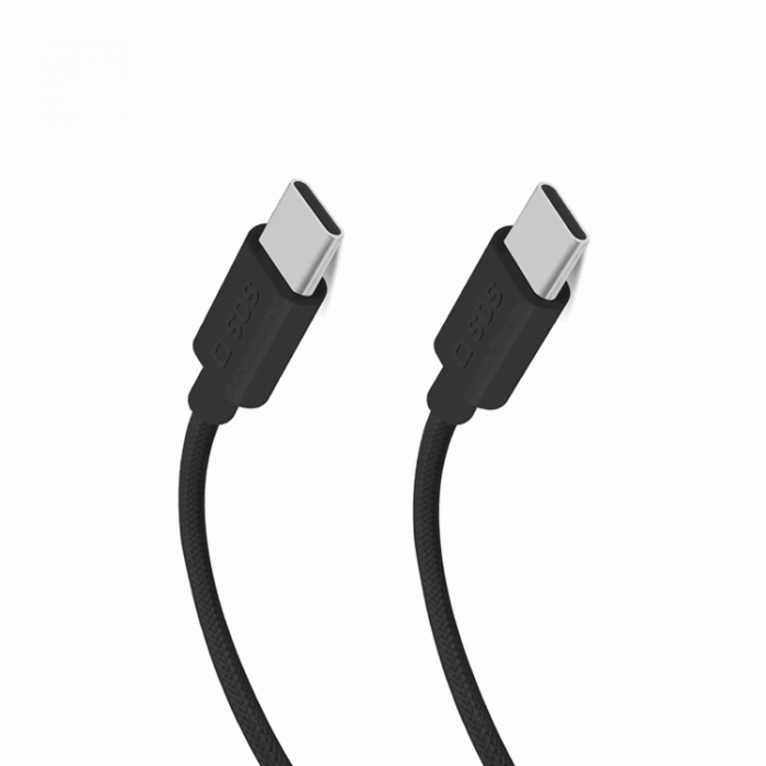 SBS - SBS USB-C - USB-C Kabel 1.5m 60W Braided - Svart