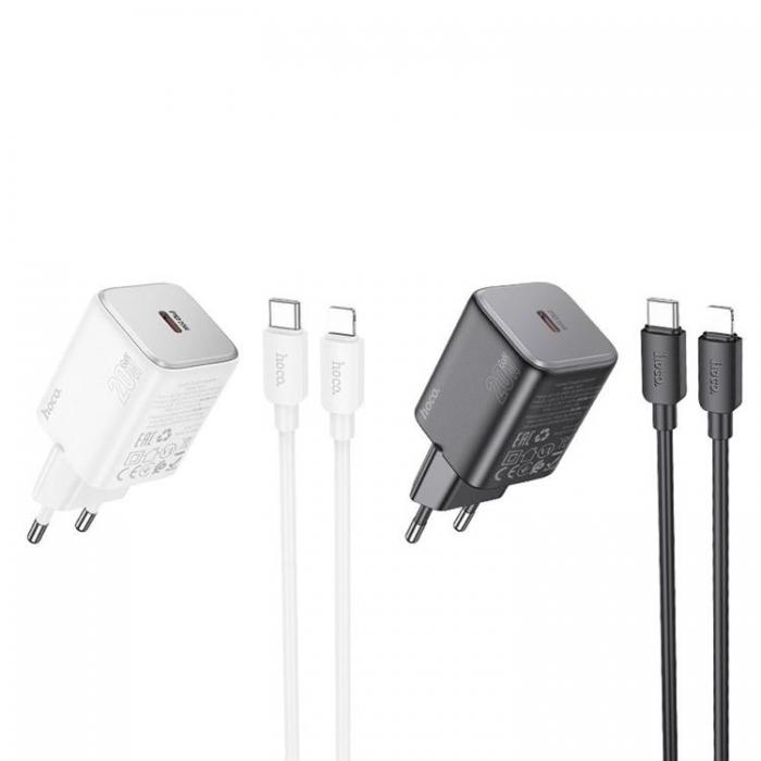 Hoco - Hoco Vggladdare 20W Type C + Kable USB-C till Lightning 1m - Vit