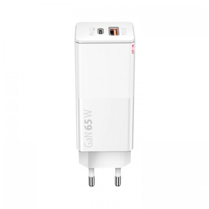 Forever - Forever GaN Vggladdare 1x USB 1x USB-C 65W - Vit