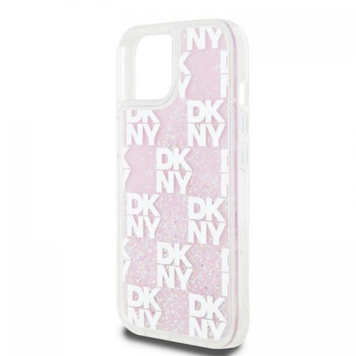 DKNY - DKNY iPhone 14 Mobilskal Liquid Glitter Multi Logo - Rosa