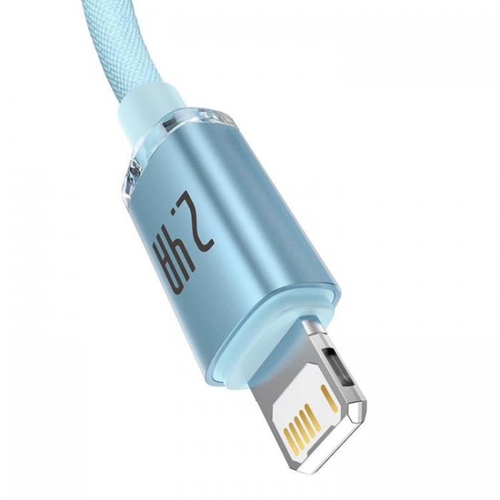 BASEUS - Baseus USB Till Lightning 2m Kabel 2.4A Crystal Shine Sky Bl