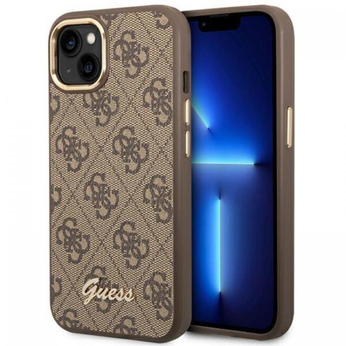 Guess - GUESS iPhone 14 Plus Skal Vintage Gold Logo - Brun