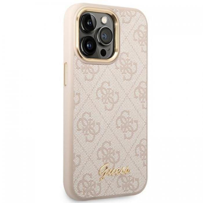 Guess - GUESS iPhone 14 Pro Max Skal 4G Vintage Gold Logo - Rosa