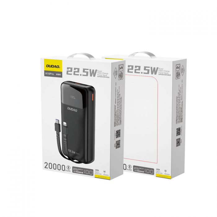 Dudao - Dudao K15Pro Powerbank 20000mAh 22.5W PD - Svart