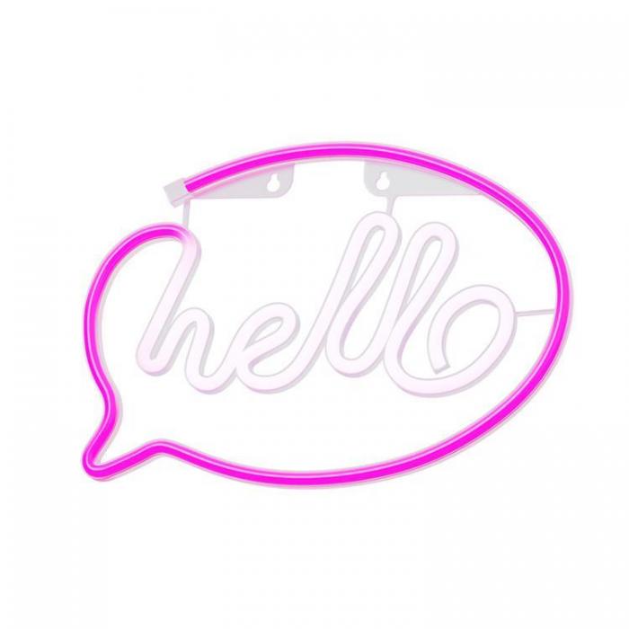 Forever Light - Forever Light LED Neon HELLO Bat FLNE15 + USB - Rosa/Vit