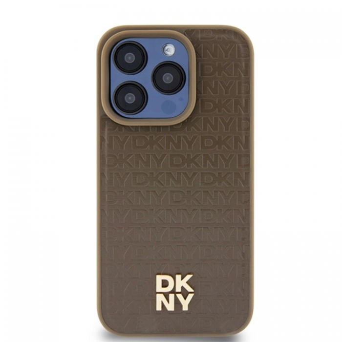 DKNY - DKNY iPhone 14 Pro Mobilskal Magsafe Lder Pattern Metal Logo