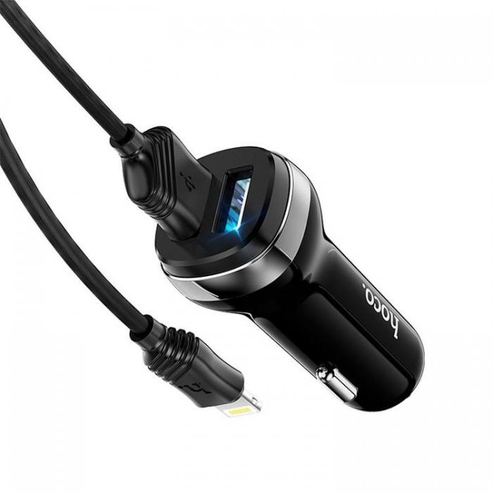 Hoco - Hoco Billaddare 2xUSB-A 2.4A + Kabel USB-A Till Lightning Z40 - Svart