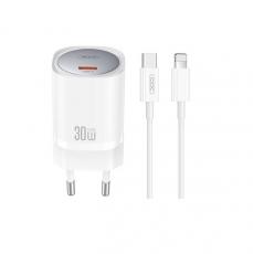 XO - XO Snabbladdare 30W USB-C med Lightning Kabel PD CE20 - Vit