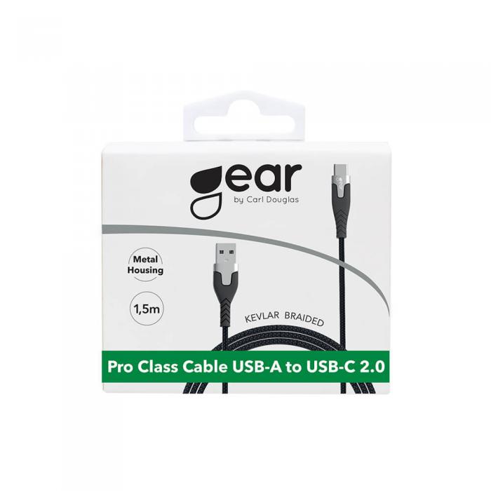 GEAR - GEAR LaddPRO USB-C till USB-A kabel 2.0 1.5m Svart