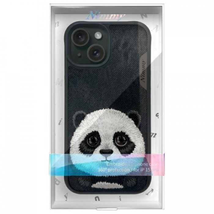 NIMMY - Nimmy iPhone 15 Mobilskal Big Eyed Pet 2.0 Panda - Svart