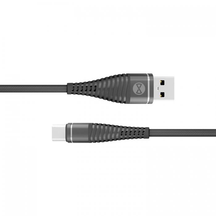 Forever - Forever Shark USB-C till USB-A kabel 1m 2A - Svart