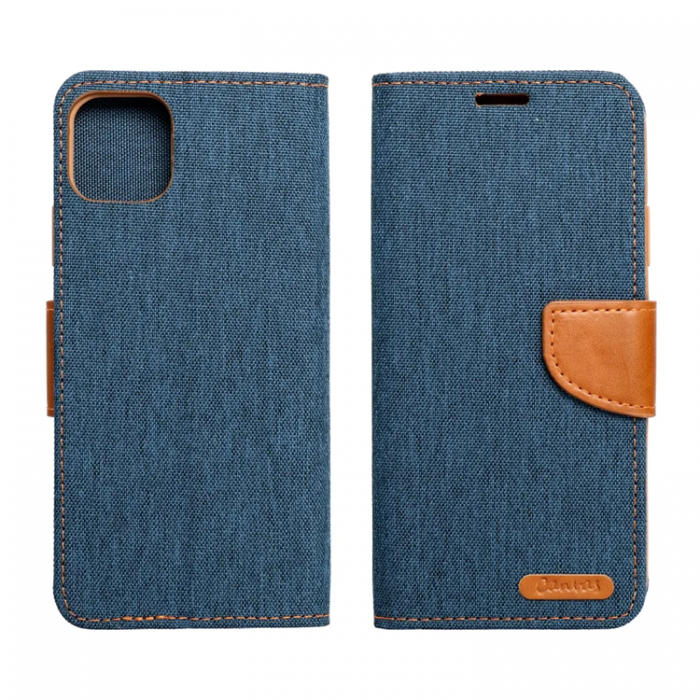 A-One Brand - iPhone 16 Plus Plnboksfodral Canvas - Marinbl