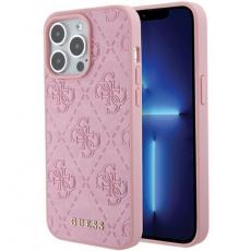 Guess - Guess iPhone 15 Pro Max Mobilskal Leather Stamped - Rosa