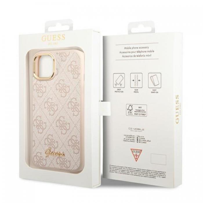 Guess - GUESS iPhone 14 Plus Skal Vintage Gold Logo - Rosa