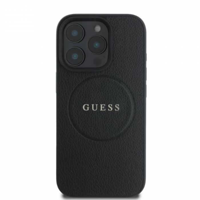 Guess - Guess iPhone 16 Pro Max Mobilskal Magsafe Grained Ring - Svart