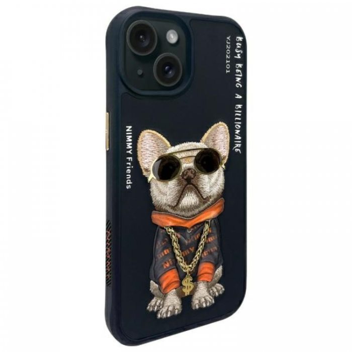 NIMMY - Nimmy iPhone 15 Mobilskal Glasses Cool Dog - Svart