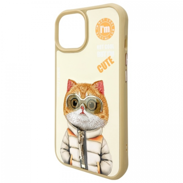 NIMMY - Nimmy iPhone 15 Mobilskal Cool & Cute 2.0 Cat - Khaki