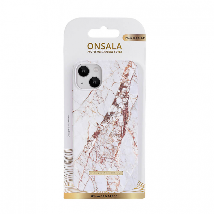 Onsala - ONSALA iPhone 14 Skal Rhino Marble - Vit