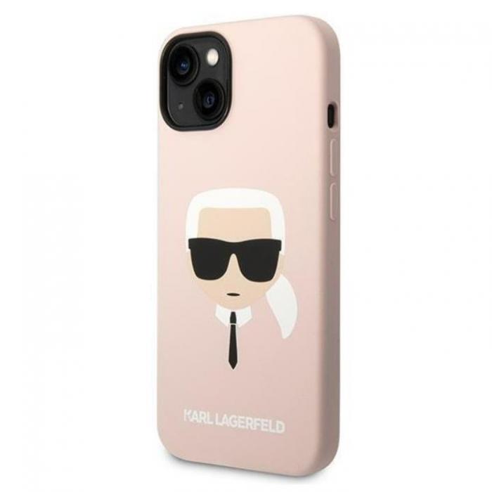 KARL LAGERFELD - Karl Lagerfeld iPhone 14 Plus Skal Czarny Silicone Karl`s Head - Rosa