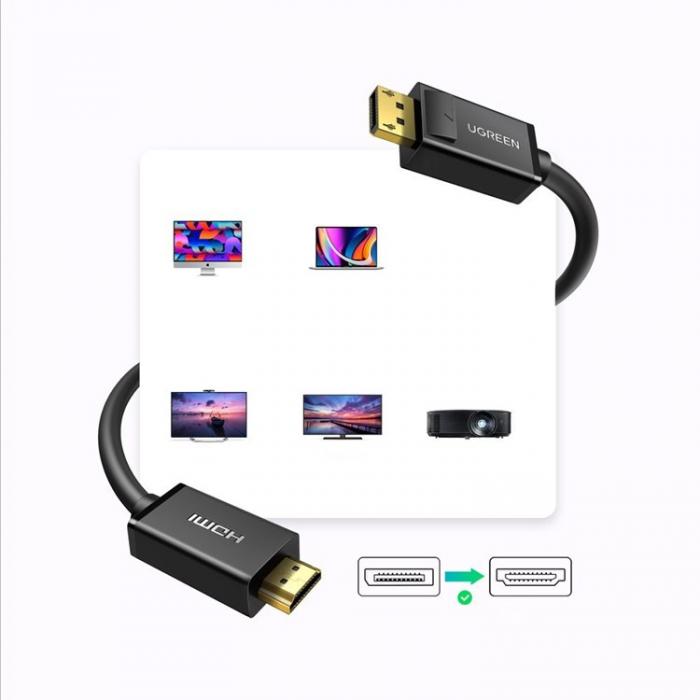 Ugreen - UGreen HDMI Kabel DisplayPort (3m) - Svart