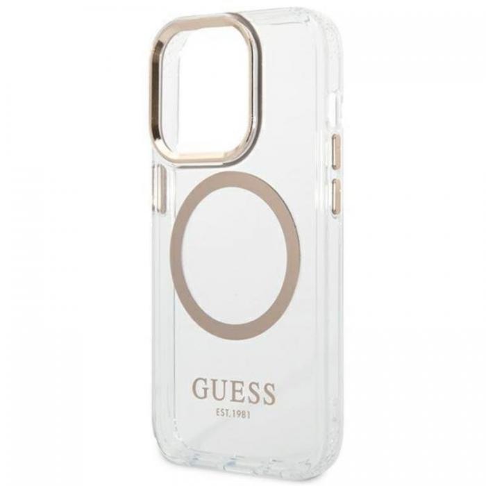 Guess - GUESS iPhone 14 Pro Max Skal Magsafe Metal Outline - Guld