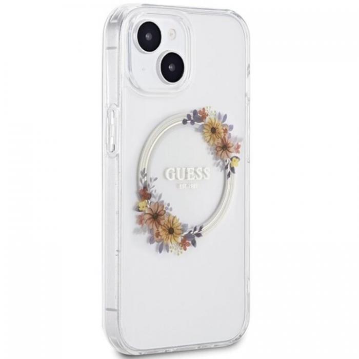 Guess - Guess iPhone 15 Mobilskal Magsafe IML Flowers Wreatch