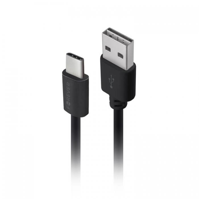 Forever - Forever Billaddare 1xUSB 1A + USB-C kabel M02 - Svart