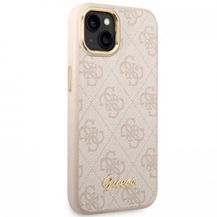 Guess - GUESS iPhone 14 Skal Vintage Gold Logo - Rosa