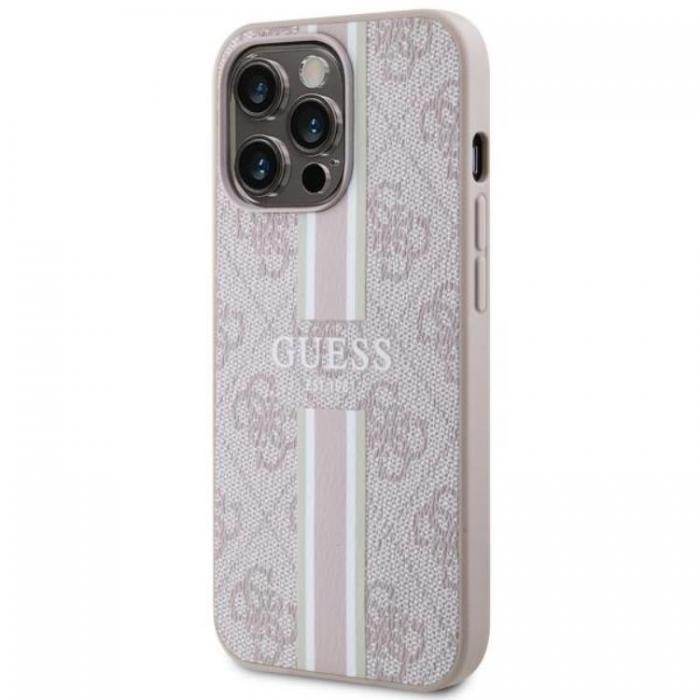 Guess - Guess iPhone 13 Pro Max Mobilskal MagSafe Printed Stripes - Rosa