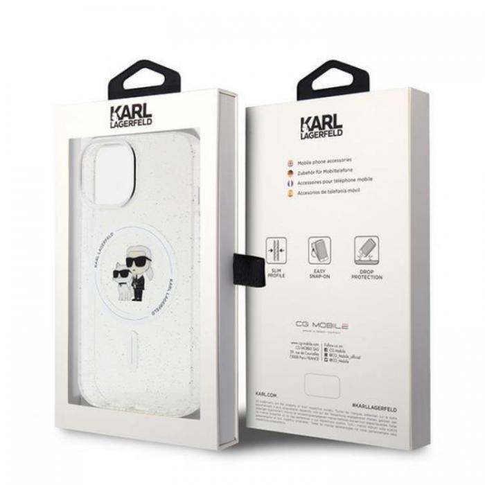 KARL LAGERFELD - Karl Lagerfeld iPhone 15 Plus Mobilskal Magsafe Glitter - Clear