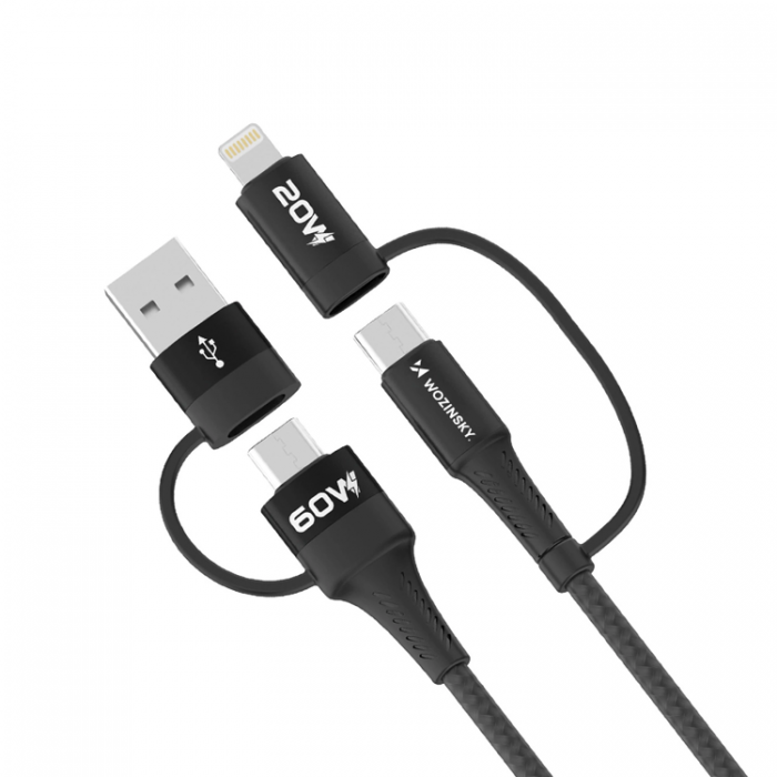 Wozinsky - Wozinsky 4in1 2x USB-C/USB-A/Lightning 60W 1m