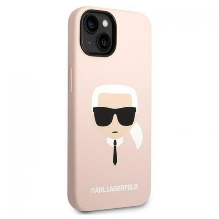 KARL LAGERFELD - Karl Lagerfeld iPhone 14 Plus Skal Czarny Silicone Karl`s Head - Rosa