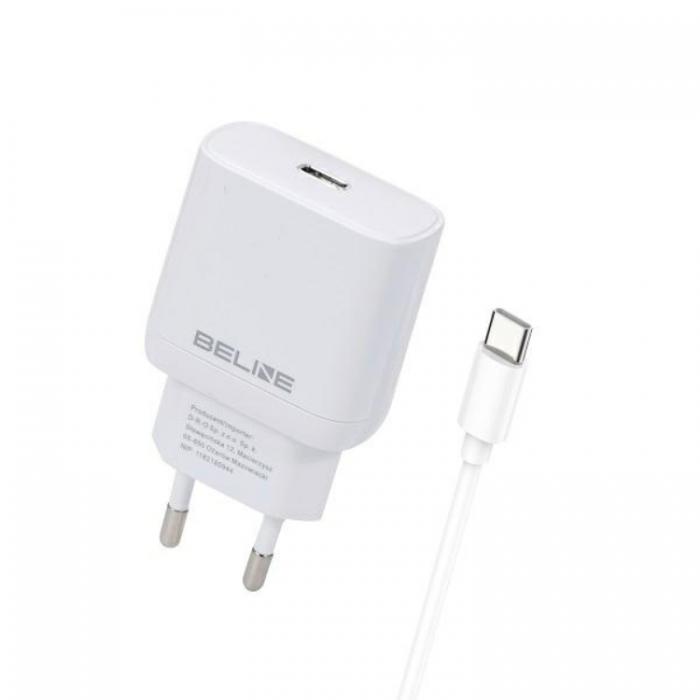 Beline - Beline Vggladdare USB-C Med USB-C Kabel (30W) - Vit