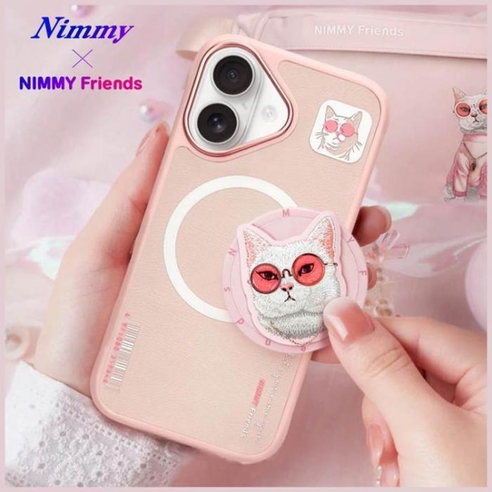 NIMMY - Nimmy iPhone 16 Mobilskal MagSafe Glasses Cool Cat - Rosa