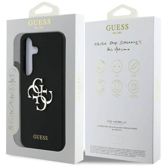 Guess - Guess Galaxy S25 Ultra Mobilskal Silikon Big 4G Bottom Script - Svart