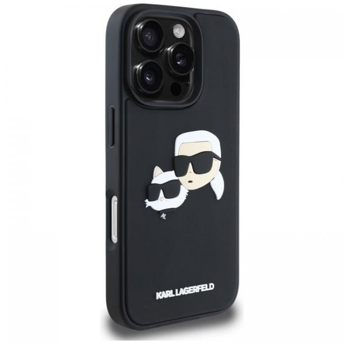 KARL LAGERFELD - Karl Lagerfeld iPhone 16 Pro Mobilskal 3D Rubber Double Heads - Svart