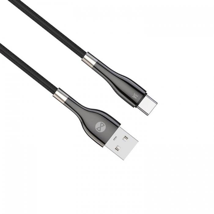 Forever - Forever Sleek USB-C till USB-A kabel 1m 3A - Svart