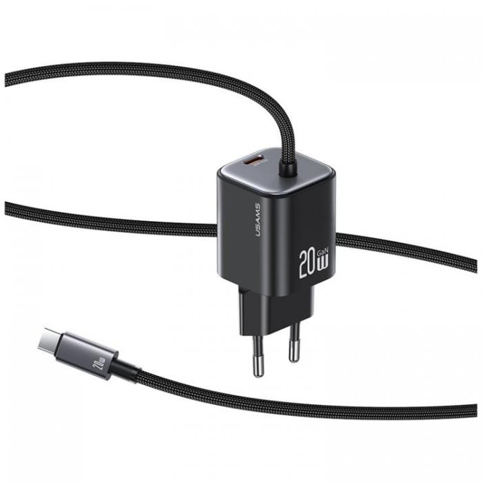 USAMS - USAMS Snabbladdare 20W 2xUSB-C GaN Mini JC - Svart