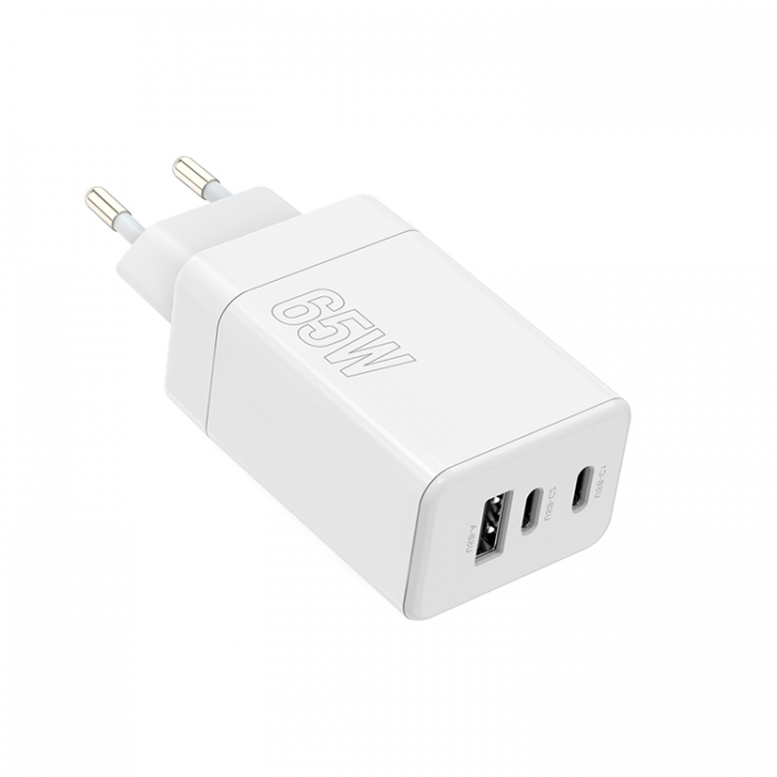 Maxlife - Maxlife Vggladdare 2x USB-C 1x USB 65W - Vit