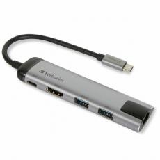 Verbatim - Verbatim 4in1 HUBB USB-C Multiport Adapter med Ethernet 49141