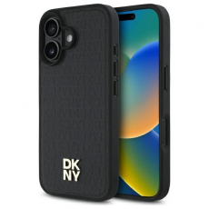 DKNY - DKNY iPhone 16 Mobilskal MagSafe Repeat Pattern Stack Logo - Svart