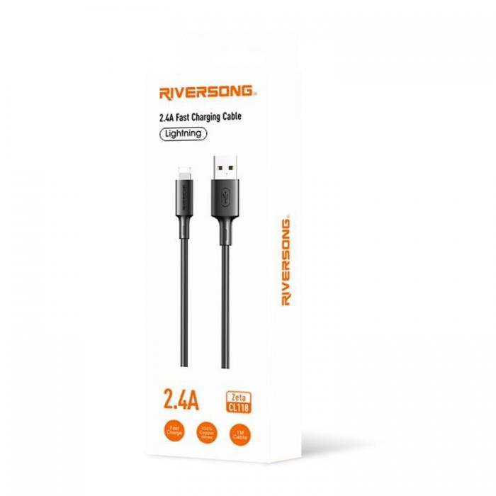 Riversong - Riversong USB-C/Lightning Kabel 1m 2.4A Zeta CL118 - Svart